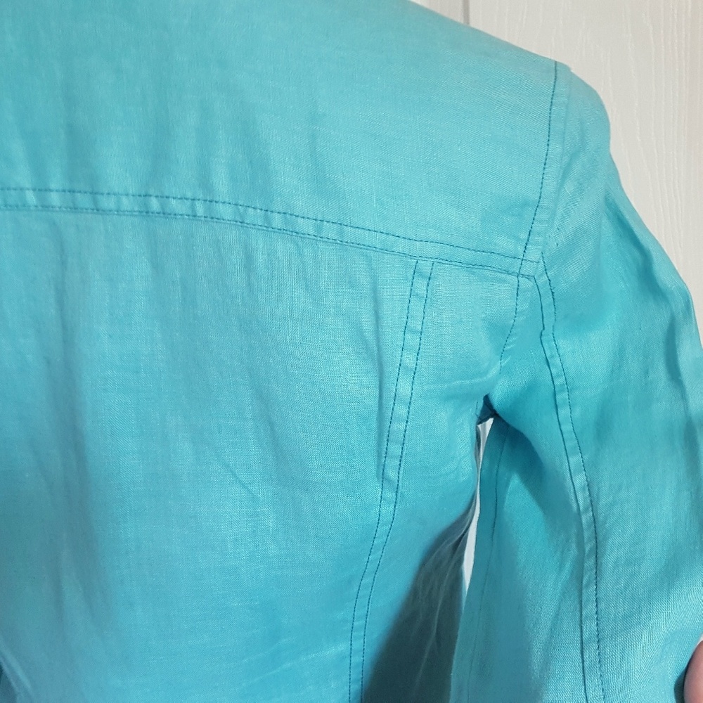 Dkny Active Linen Snap Button Down Top - image 7